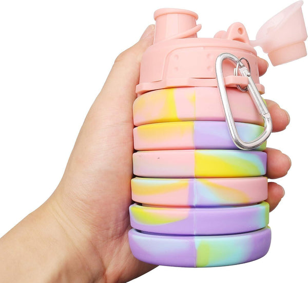 Nuoshen Collapsible Water Bottle Kids Silicone Drink Bottle Pink