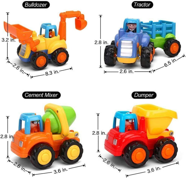 Push and Go Construction Vehicle Set - Tractor, Excavator, Mixer