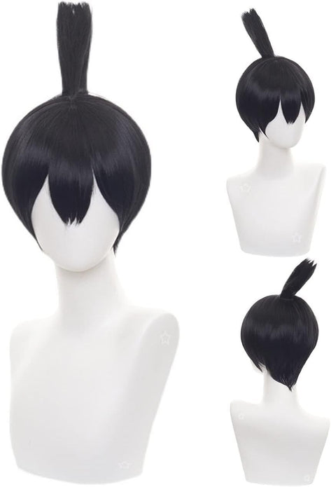 wxypreey Short Black Cosplay Wig with Wig Cap - Halloween Costume