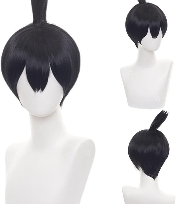 wxypreey Short Black Cosplay Wig with Wig Cap - Halloween Costume