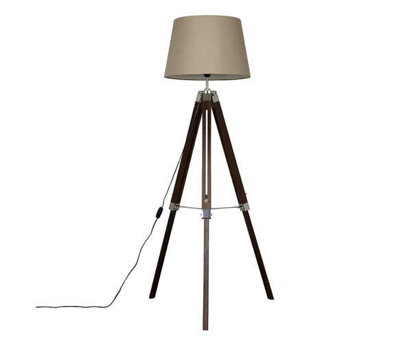 John Lewis Jacques Tripod Floor Lamp, Non-Dimmable, H146 x W48 x D48cm, Brown