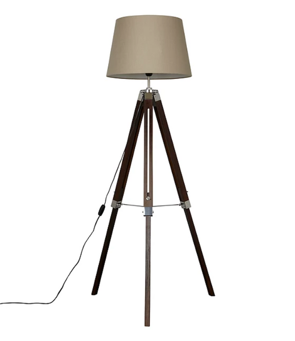 John Lewis Jacques Tripod Floor Lamp, Non-Dimmable, H146 x W48 x D48cm, Brown