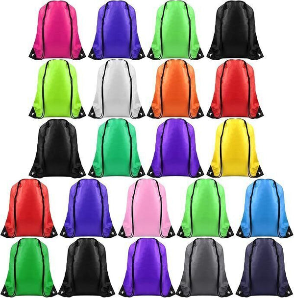 Nylon Drawstring Rucksack Bag Swimming School PE Kit Sport Kids - 15 Pack