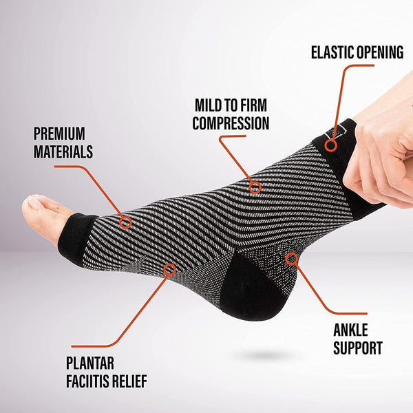Fit Nation Plantar Fasciitis Support Socks - 2 Pairs in White L/XL