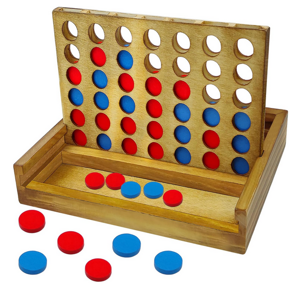 Wooden 4 In a Row Game, Classic German Board Game for Family Fun VingaHouse