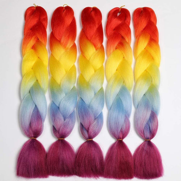 ShowJarlly 5 Packs Ombre Jumbo Braid Hair Extensions, 24" Kanekalon Synthetic