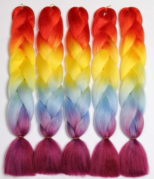 ShowJarlly 5 Packs Ombre Jumbo Braid Hair Extensions, 24