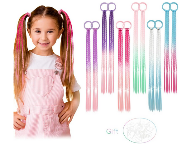 Dreamlover Rainbow Hair Extensions for Kids, 12 Pieces Colourful Braiding Set