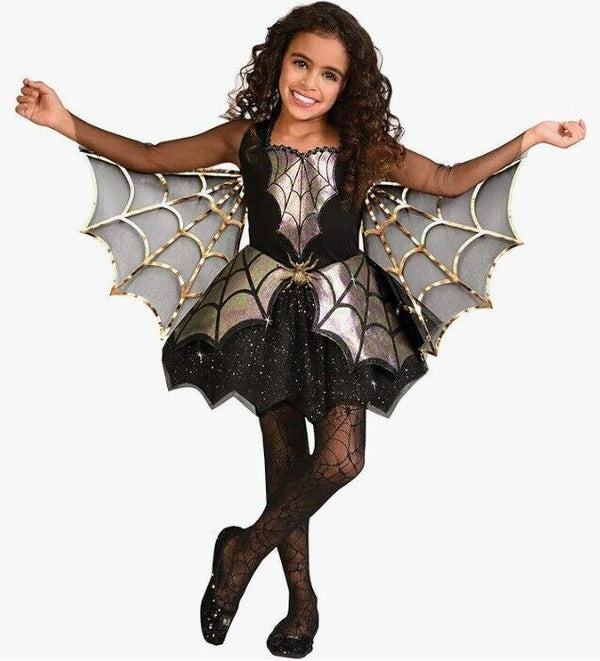 Girl's Iridescent Spider Costume Fancy Dress Cosplay with Wings- Age 8/10