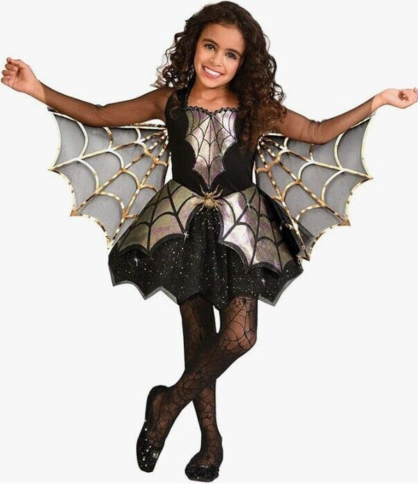 Girl's Iridescent Spider Costume Fancy Dress Cosplay with Wings- Age 8/10