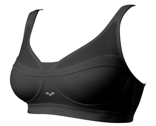 Arena Lucynda Women's Sports Bra - Microfibre, Seamless Cups, Black, 34D