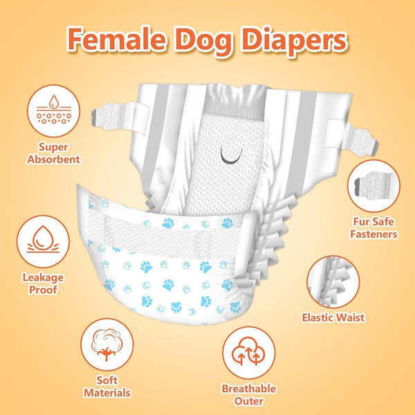 Pet Soft Disposable Dog Nappies XS Small 12 Count – Absorbent, for Puppies