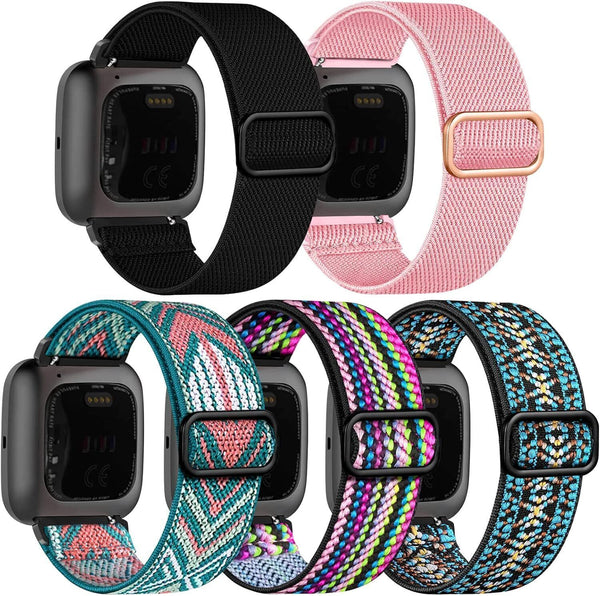 Chinbersky Fitbit Versa 2 Nylon Strap, 5-Pack, Adjustable Sports Bands