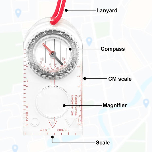 Mebamce Waterproof Navigation Compass Multifunctional for Hiking & Exploration