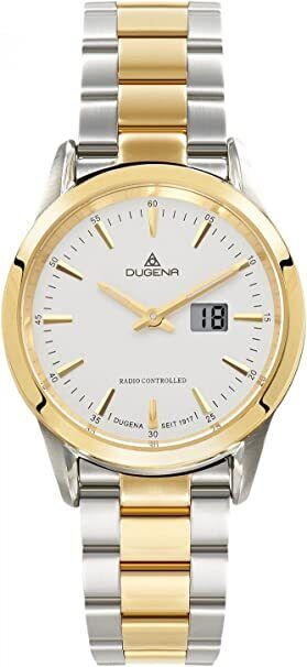 Dugena Women's Quartz Watch 4460477, Round Dial Silver and Gold, Water Resistant