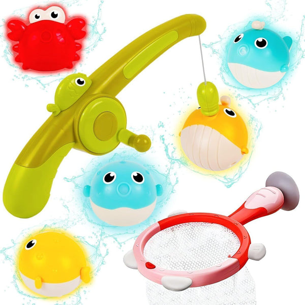 Baby Bath Toys 7-Pc Magnetic Fishing Set Light Up 1+ Year Old