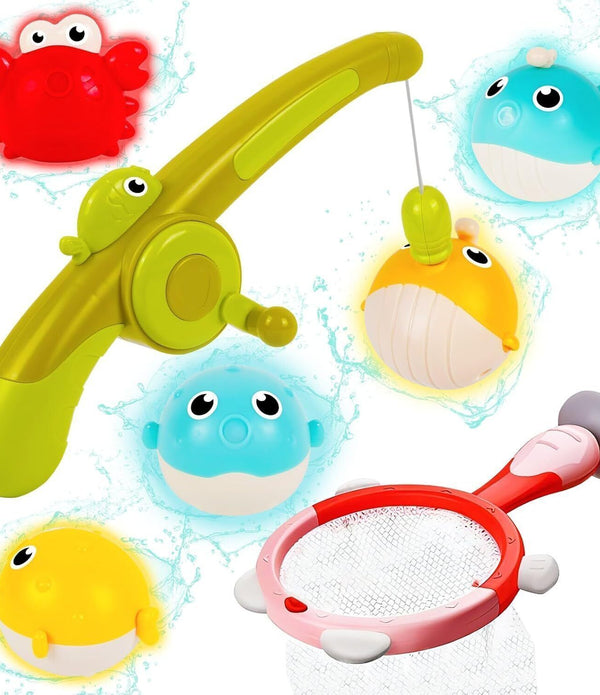 Baby Bath Toys 7-Pc Magnetic Fishing Set Light Up 1+ Year Old