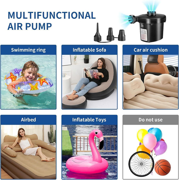 Nessuno Ama Electric Air Pump Inflate Deflate Pools Beds Rings 3 Nozzles