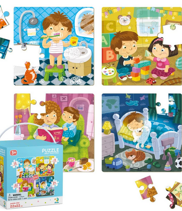 Dodo Puzzle 4-in-1 Daily Routines | Fun Educational Puzzle for Kids Ages 3+