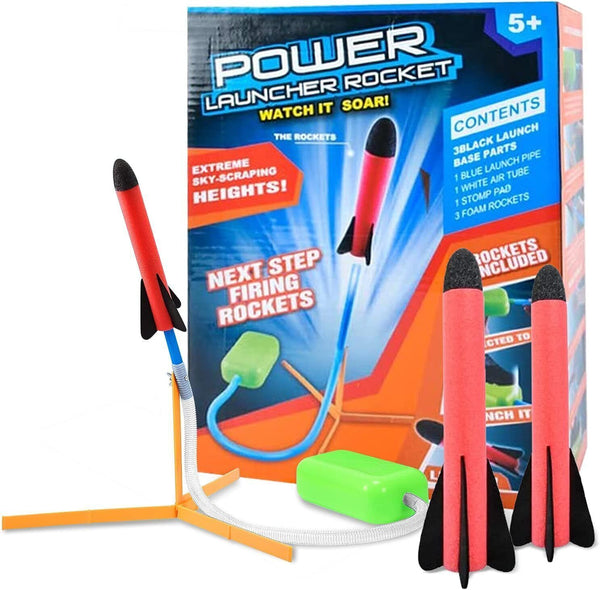 HONGECB Toy Rocket Launcher with 3 Foam Rockets - Outdoor Kids Science Game