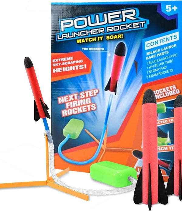 HONGECB Toy Rocket Launcher with 3 Foam Rockets - Outdoor Kids Science Game