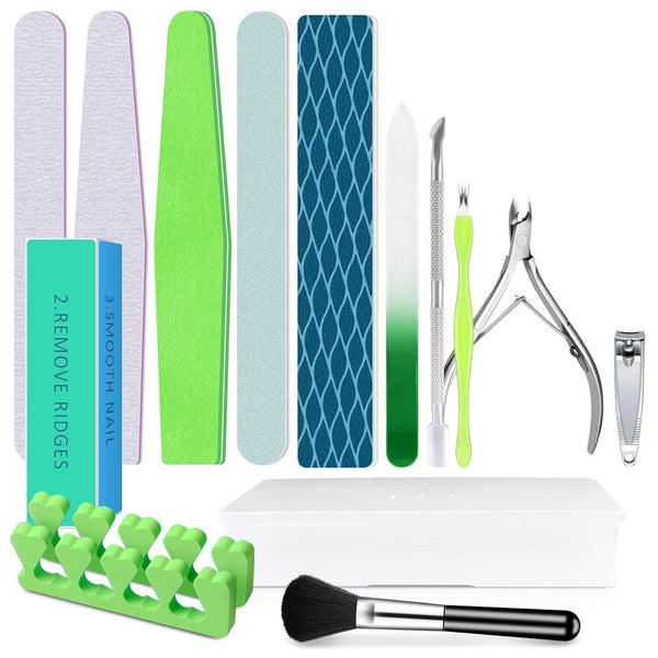 Nail Files Set, 15Pcs 7-stars Professional Manicure Pedicure Set