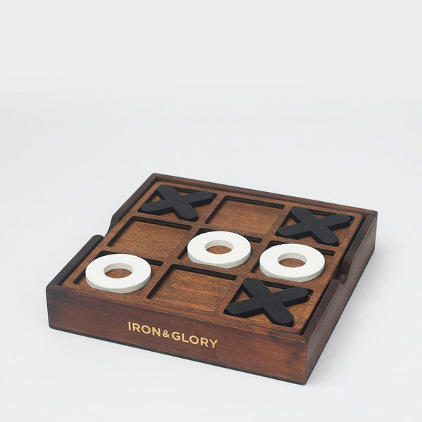 Iron & Glory Wooden Noughts & Crosses  Classic Tic Tac Toe Set