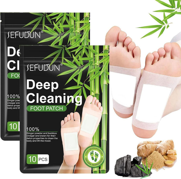 Bamboo Detox Foot Patches Foot Pads Body Toxins Feet Cleansing Herbal 20 Pcs