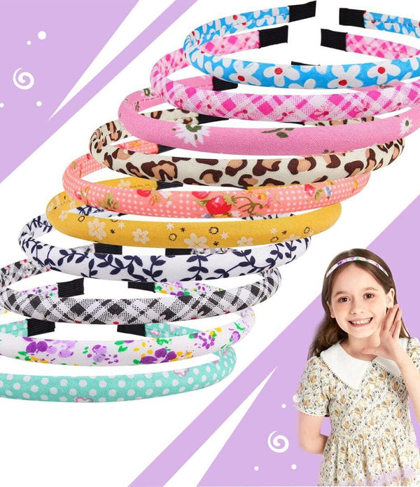 Candygirl 10 Pieces Alice Band Girls - Kids Floral, Heart, Dot Fabric Headbands