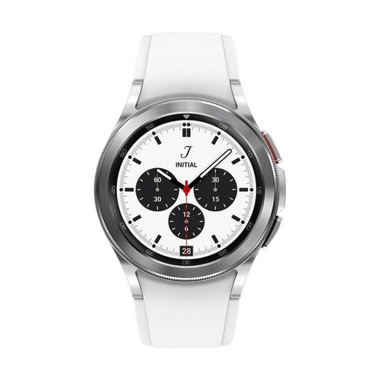 Samsung Galaxy Watch4 Classic (Bluetooth, 42mm) Silver Steel Case + White Strap