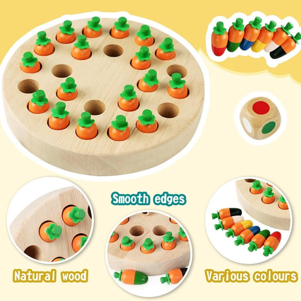 Carrot Memory Chess Game Montessori Wooden Toy Ages 3-6