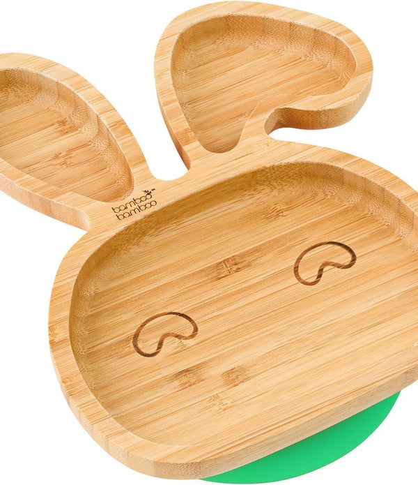 Bamboo Bamboo Baby and Toddler Plate, Suction for Feeding - Bunny, Green