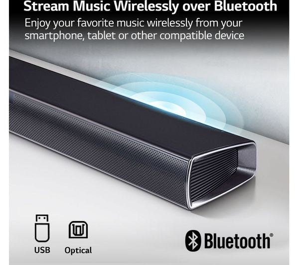 LG SQC1 Compact Sound Bar - Soundbar & Power Supply Only, No Subwoofer