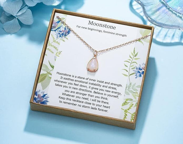 TISSGIRL New Beginnings Rainbow Moonstone Sterling Silver Necklace