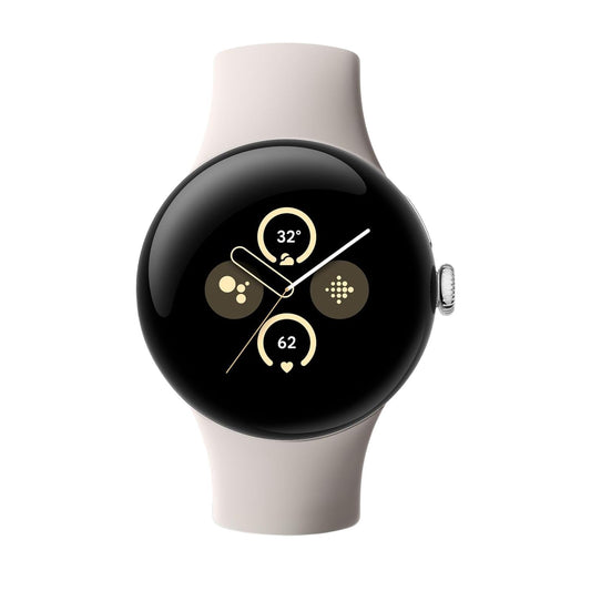 Google Pixel Watch 2 (Cellular, 41mm) Silver Aluminium Case + Starlight Strap