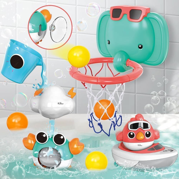 Baby Bath Toy Set,  5 Piece Adorable Water Toys Including Bird, Crab, Cloud...