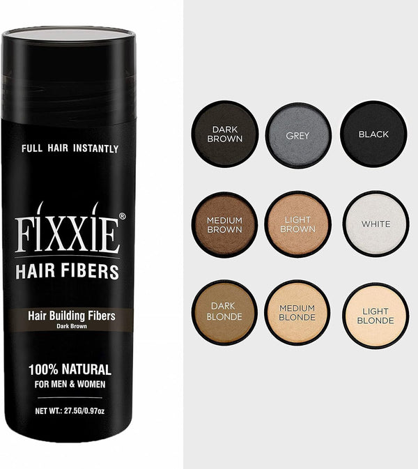 FIXXIE Dark Brown Hair Fibres 27.5g  Concealer for Thinning Hair with Keratin