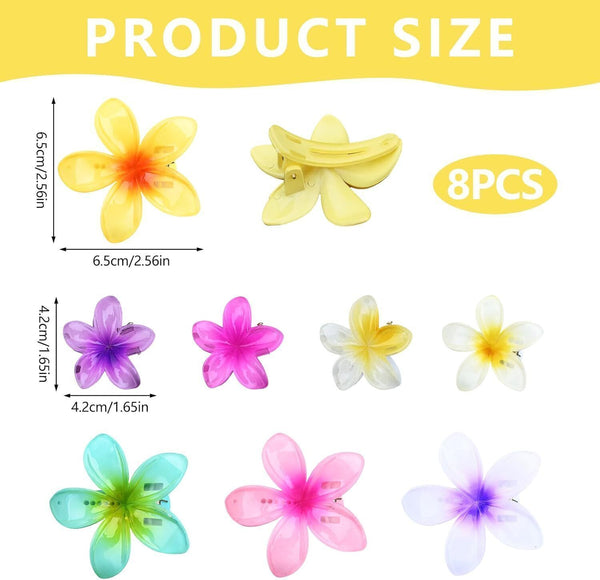 Bekecidi 8PCS Flower Hair Clips - Non Slip Claw Clips, 8 Colors, 2 Styles