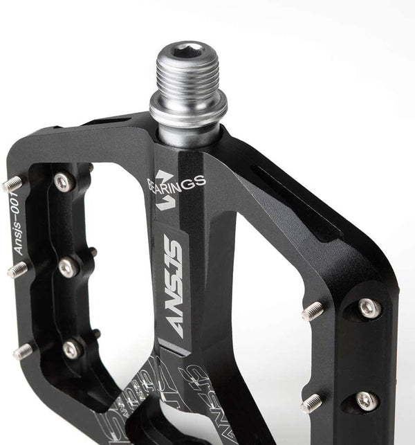 ANSJS Mountain Bike Pedals, 3 Bearings Platform Bicycle Flat Pedals 9/16"