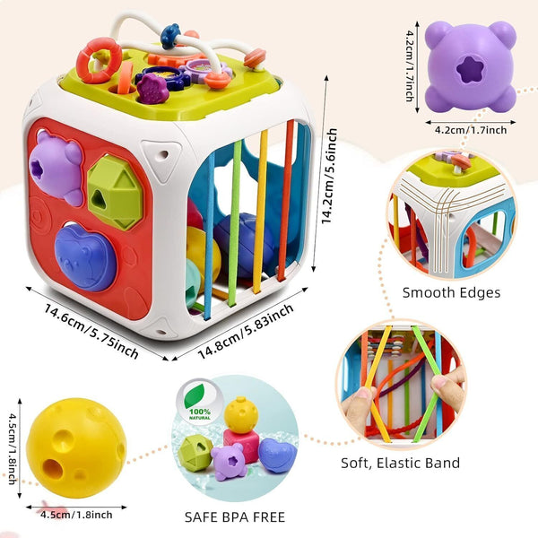 AiTuiTui Montessori Sensory Toys, 7-in-1 Shape Sorter for 1-2 Years