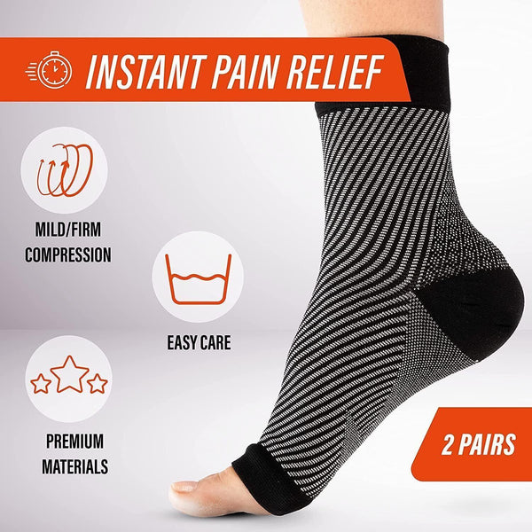 Fit Nation Plantar Fasciitis Support Socks - 2 Pairs in White L/XL