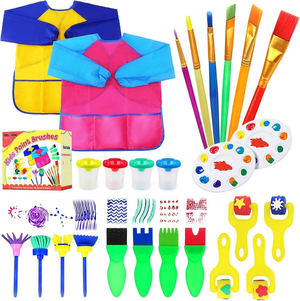 Hanmulee 26-Pc Paint Brush Sponge Kit - Kids Art & Crafts