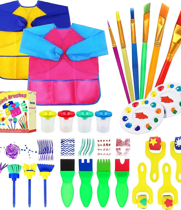 Hanmulee 26-Pc Paint Brush Sponge Kit - Kids Art & Crafts