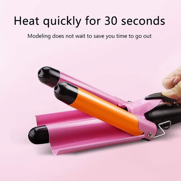 3 Barrel Hair Curler Crimper Waver Wand for Long Hair 25MM Pink