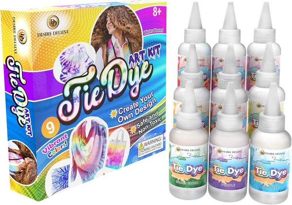 Tie Dye Kit Set of 9 Colours Ink for Dyeing Fabric Clothes - Craft Kit - NEW