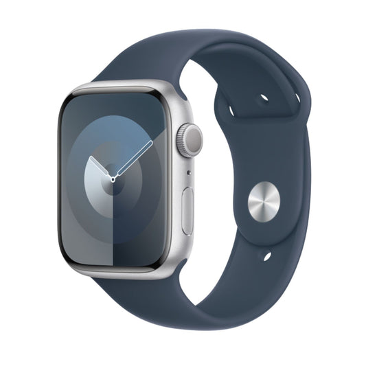 Apple Watch Series 9 (Cellular, 45mm) Silver Aluminium Case + Blue Strap