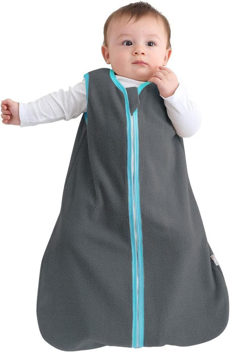 ZIGJOY Baby Sleeping Bag, Fleece 1.5T Wearable Blanket, 12-18 Months, Grey/Blue