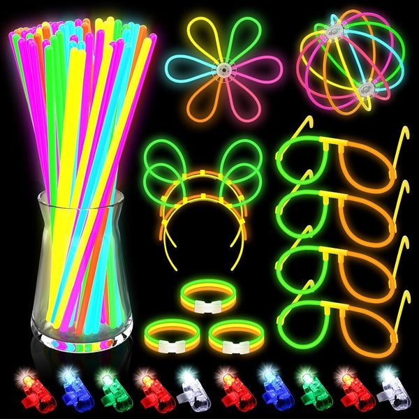 Halloween Glow Sticks Party Pack 224PCS - Bracelets, Glasses & More