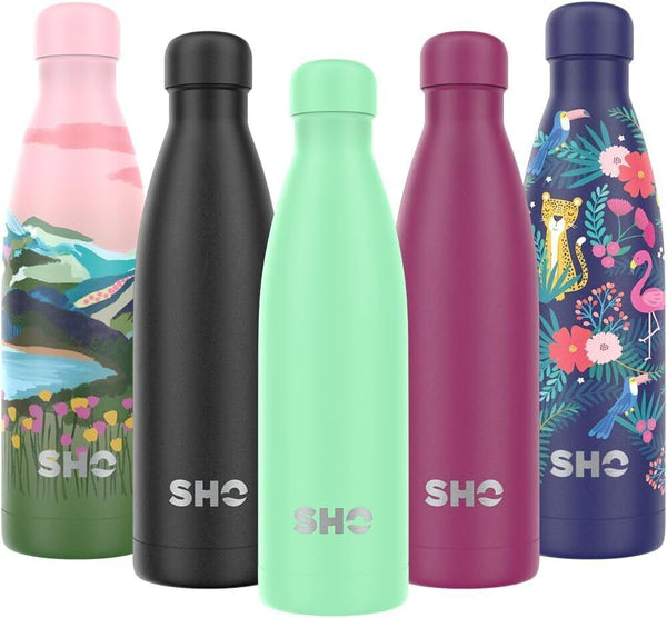 SHO Stainless Steel Water Bottle, 12h Hot 24h Cold 500ml Pastel Green 2.0