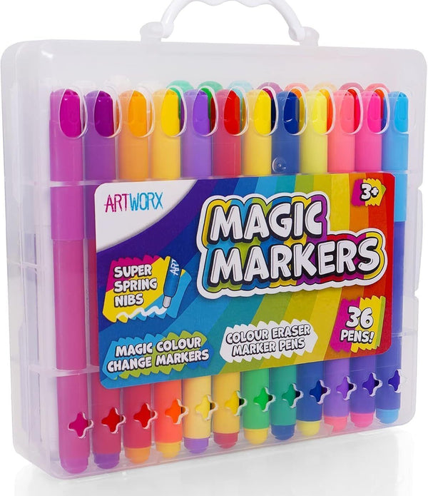 Artworx Magic Pens - Colour Changing Felt Tip Pens For Children - 36 Markers